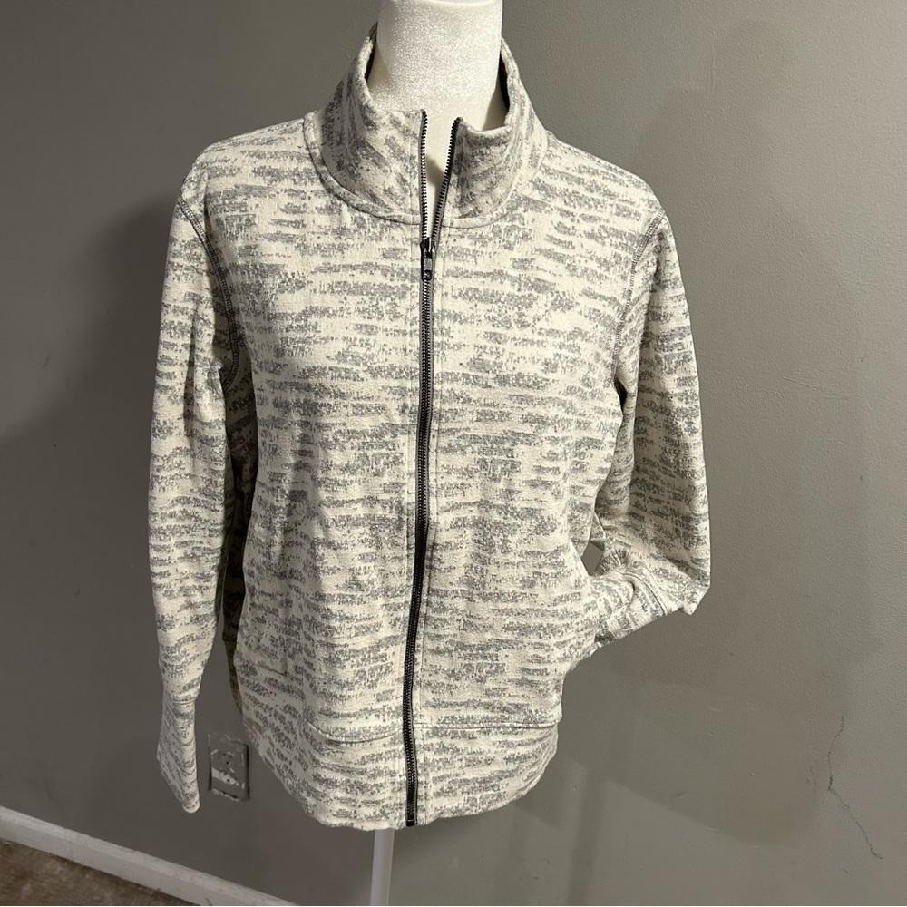 Gray and White Zip-Up Jacket